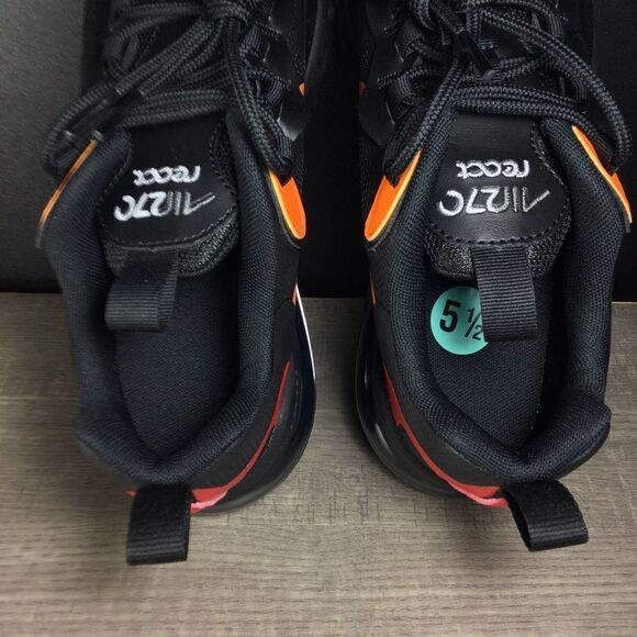 Nike Air Max 270 React Black/Red/Orange Running Shoes Women's Size 7 Youth 5.5Y - Picture 6 of 8